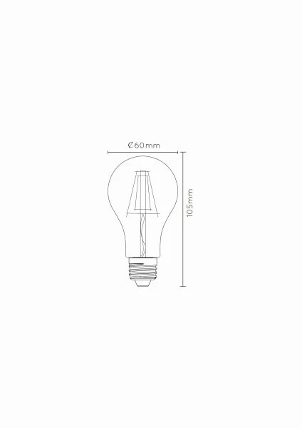 Lucide A60 - Ampoule filament - Ø 6 cm - LED Dim. - E27 - 1x5W 2700K - Transparent - technique